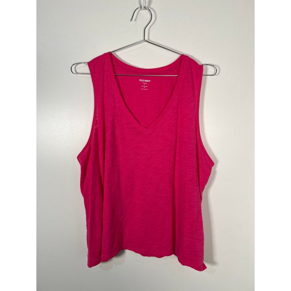 Old Navy Everywear Pink Slub Knit V-Neck Cotton Tank Top Sleeveless XL
